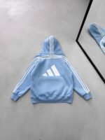 AD Baskılı Şerit Detaylı Kapüşonlu Sweatshirt – Bebe Mavisi