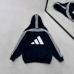 AD Baskılı Şerit Detaylı Kapüşonlu Sweatshirt – Lacivert