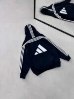 AD Baskılı Şerit Detaylı Kapüşonlu Sweatshirt – Lacivert - Görsel 3