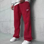 ST Nakış Detaylı Yıkamalı 3 İplik Baggy Eşofman - Bordo