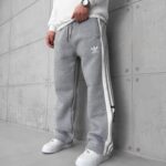 AD Şerit Detaylı 3 İplik Baggy Eşofman - Gri