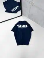 4SFCULT. Sırt Kabartma Baskı Detaylı Bisiklet Yaka Tshirt - Lacivert
