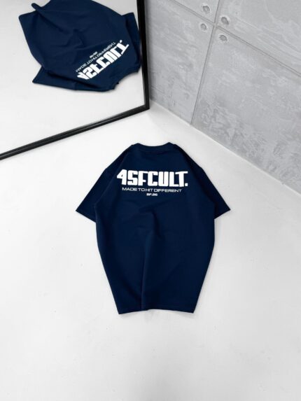 4SFCULT. Sırt Kabartma Baskı Detaylı Bisiklet Yaka Tshirt - Lacivert