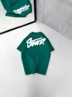 ST Sırt Kabartma Baskı Detaylı Bisiklet Yaka Tshirt - Yeşil