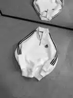 AD Üç İplik Yarım Fermuarlı Sweatshirt – Beyaz - Görsel 3