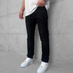 Premium İmzalı Seri Slim Fit Pantolon - Taşlamalı Siyah