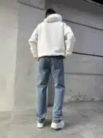 Erkek Taşlamalı Baggy Pantolon - İndigo - Görsel 5