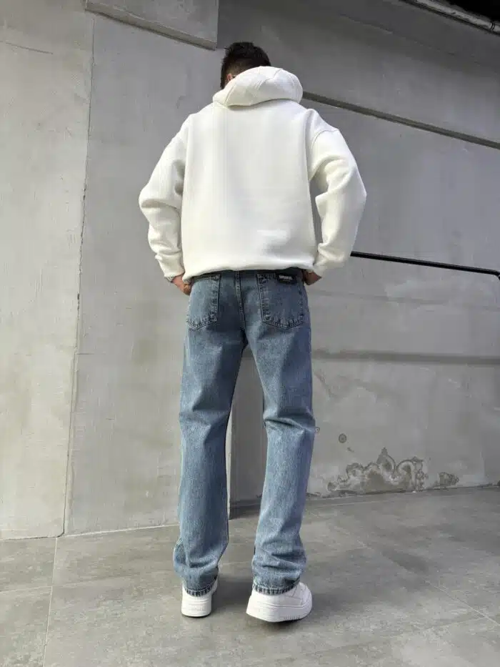Erkek Taşlamalı Baggy Pantolon - İndigo - Görsel 5