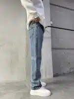 Erkek Taşlamalı Baggy Pantolon - İndigo - Görsel 3