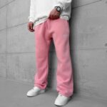 ST Yeni Sezon Nakşlı Stoper Paça 3 İplik Baggy Eşofman - Pembe