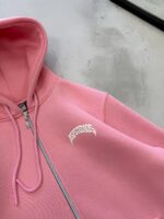 ASFSTUDIOS Minimal Baskılı 3 İplik Kapüşonlu Hırka – Pembe - Görsel 4