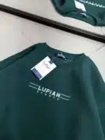 LFN Küçük Enjeksiyon Baskılı Üç İplik Sweatshirt – Koyu Yeşil - Görsel 3