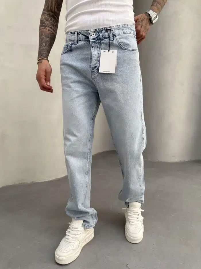 Erkek Basic Baggy Pantolon – Mavi - Görsel 1