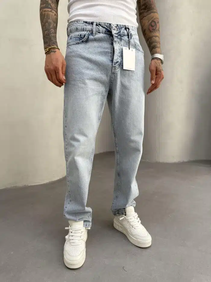 Erkek Basic Baggy Pantolon – Mavi - Görsel 5