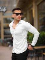 Erkek Beyaz Slim Fit Klasik Gömlek