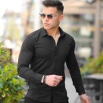 Erkek Siyah Slim Fit Klasik Gömlek