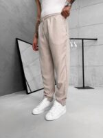 Premium İmzalı Seri Rahat Kalıp Keten Jogger Pantolon -Bej - Görsel 3