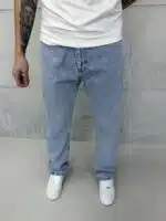 Premıum İmzalı Seri Baggy Jean - Taşlamalı Açık Buz Mavi - Görsel 5