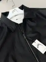 90's Oversize Kalıp Siyah Deri Mont - Siyah - Görsel 4