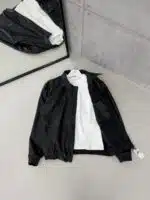 90's Oversize Kalıp Siyah Deri Mont - Siyah - Görsel 2