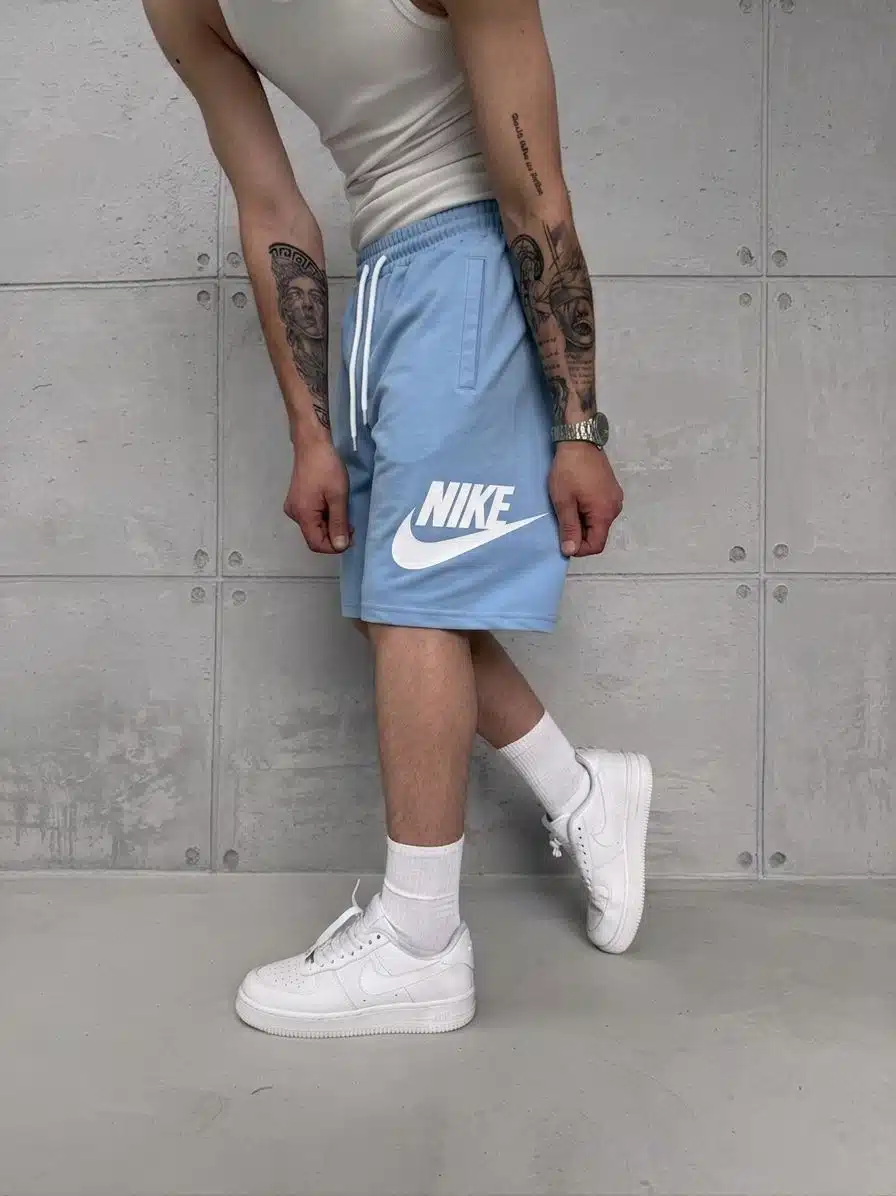 oooooooooooooooooooo NK Büyük Baskılı Oversize Şort - Bebe Mavisi - Görsel 1