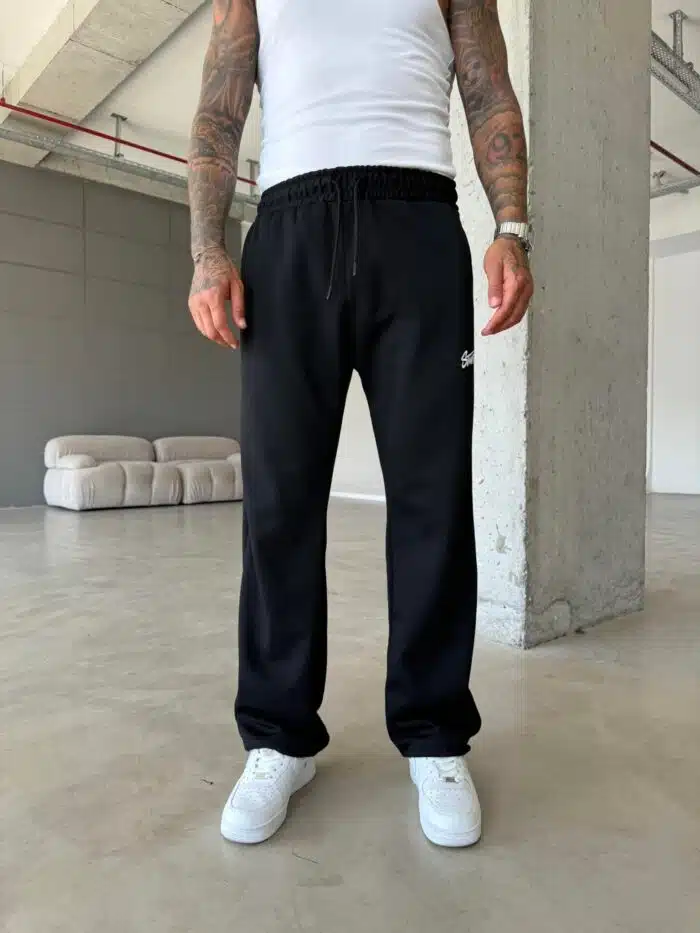 Premium Basic Nakışlı Baggy Eşofman - Siyah - Görsel 5