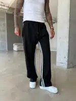 Çizgili Lastikli Stoper Paça Baggy Eşofman - Görsel 4