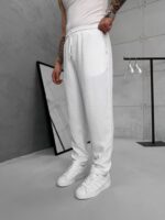 Premium İmzalı Seri Rahat Kalıp Keten Jogger Pantolon -Beyaz - Görsel 3
