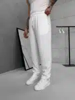 Premium İmzalı Seri Rahat Kalıp Keten Jogger Pantolon -Beyaz - Görsel 3