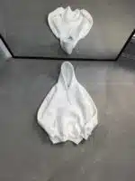 M Küçük Enjeksiyon Baskılı Üç İplik Kapşonlu  Sweatshirt – Beyaz