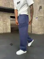 'SW' Lazer İşleme Lastikli Stoper Paça Baggy Eşofman – İndigo - Görsel 4