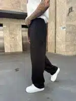 'SW' Lazer İşleme Lastikli Stoper Paça Baggy Eşofman – Siyah - Görsel 2