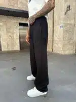 'SW' Lazer İşleme Lastikli Stoper Paça Baggy Eşofman – Siyah - Görsel 3