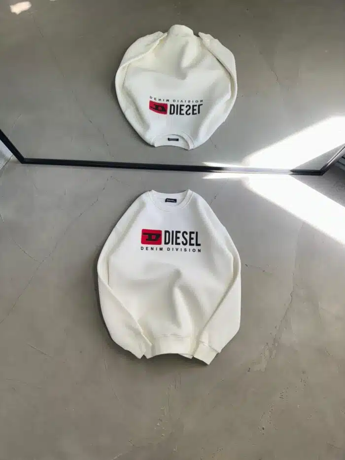DS Baskılı Üç İplik Sweatshirt – Beyaz - Görsel 1