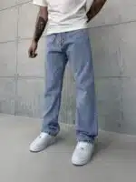 Premıum İmzalı Seri Baggy Jean - Taşlamalı Açık Buz Mavi - Görsel 3