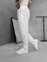 Premium İmzalı Seri Rahat Kalıp Keten Jogger Pantolon -Beyaz - Görsel 4