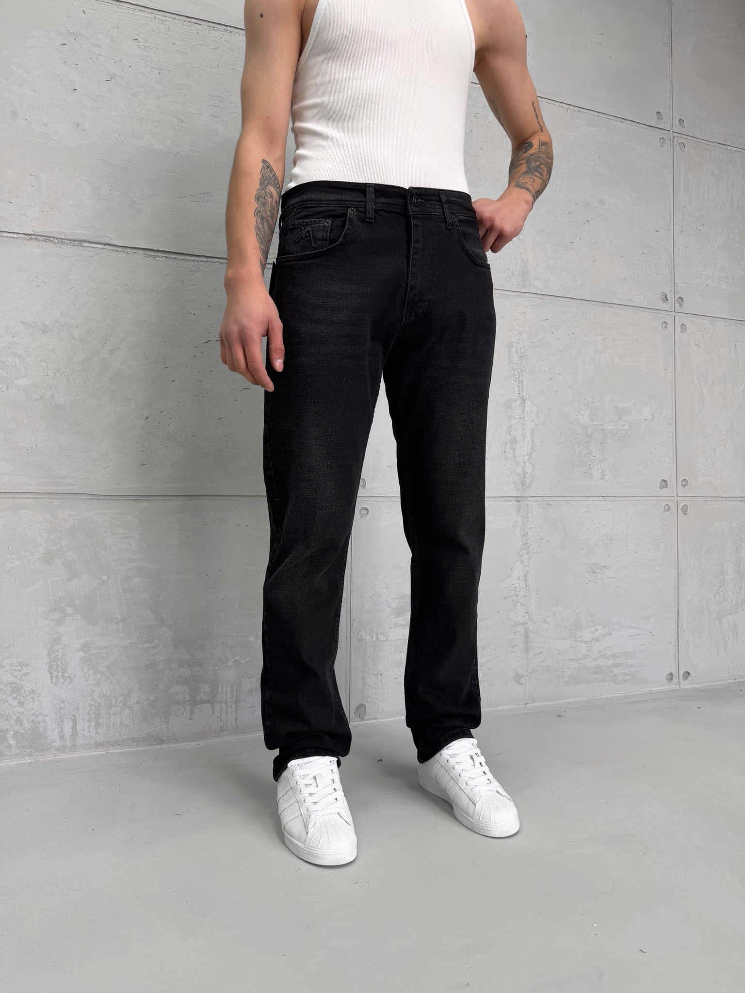 uuuuuuuuuuuuuuuuuuuuuuuu Premium İmzalı Seri Regular Fit Pantolon - Taşlamalı Siyah 1009 - Görsel 1