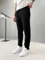 Fit Rahat Pamuklu Yumuşak Kumaş Jogger Pantolon - Siyah - Görsel 3